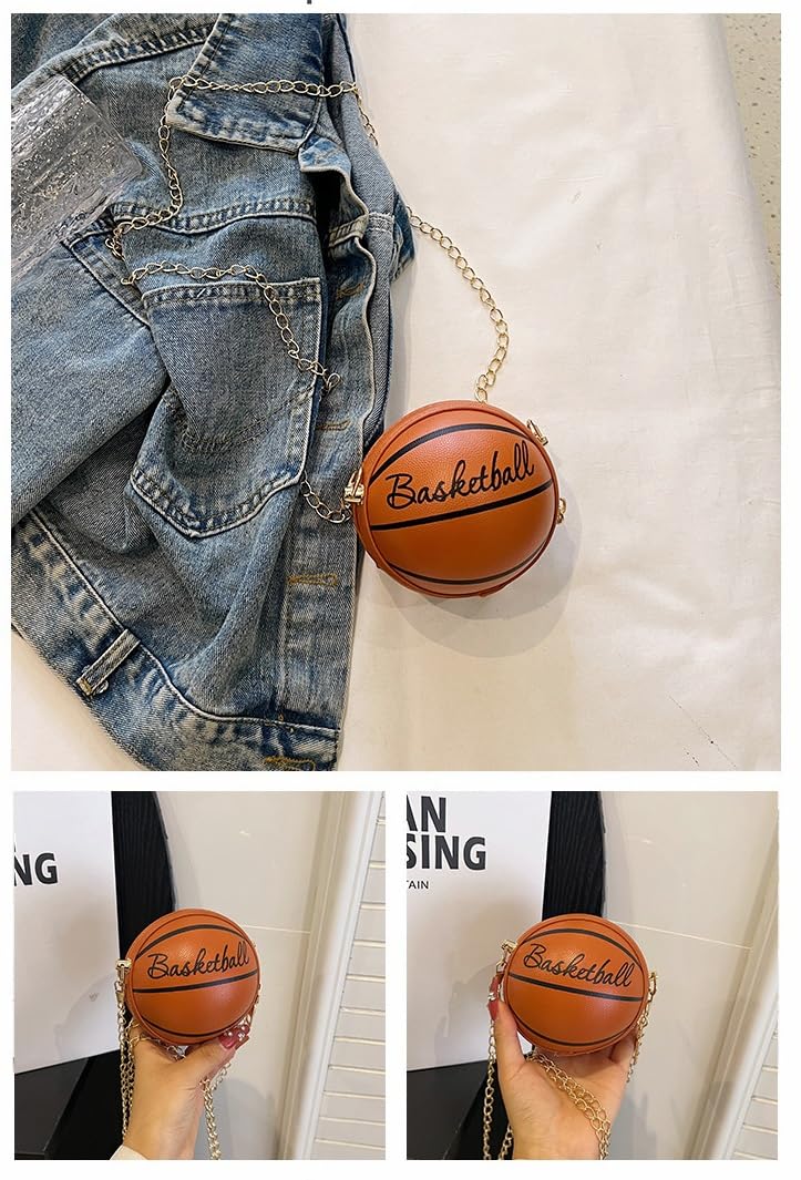 Girls Basketball Crossbody Bag - Mini Round Ball Shoulder Purse for Kids | Perfect for School, Sports Games & Casual Outings