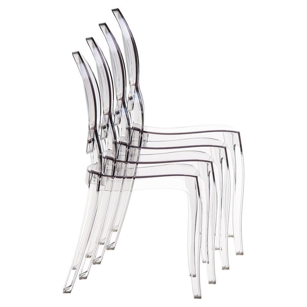 Clear Polycarbonate Patio Dining Chairs - Set of 2 Modern Outdoor Chairs by Compamia Elizabeth | Perfect for Garden, Poolside, and Backyard Dining