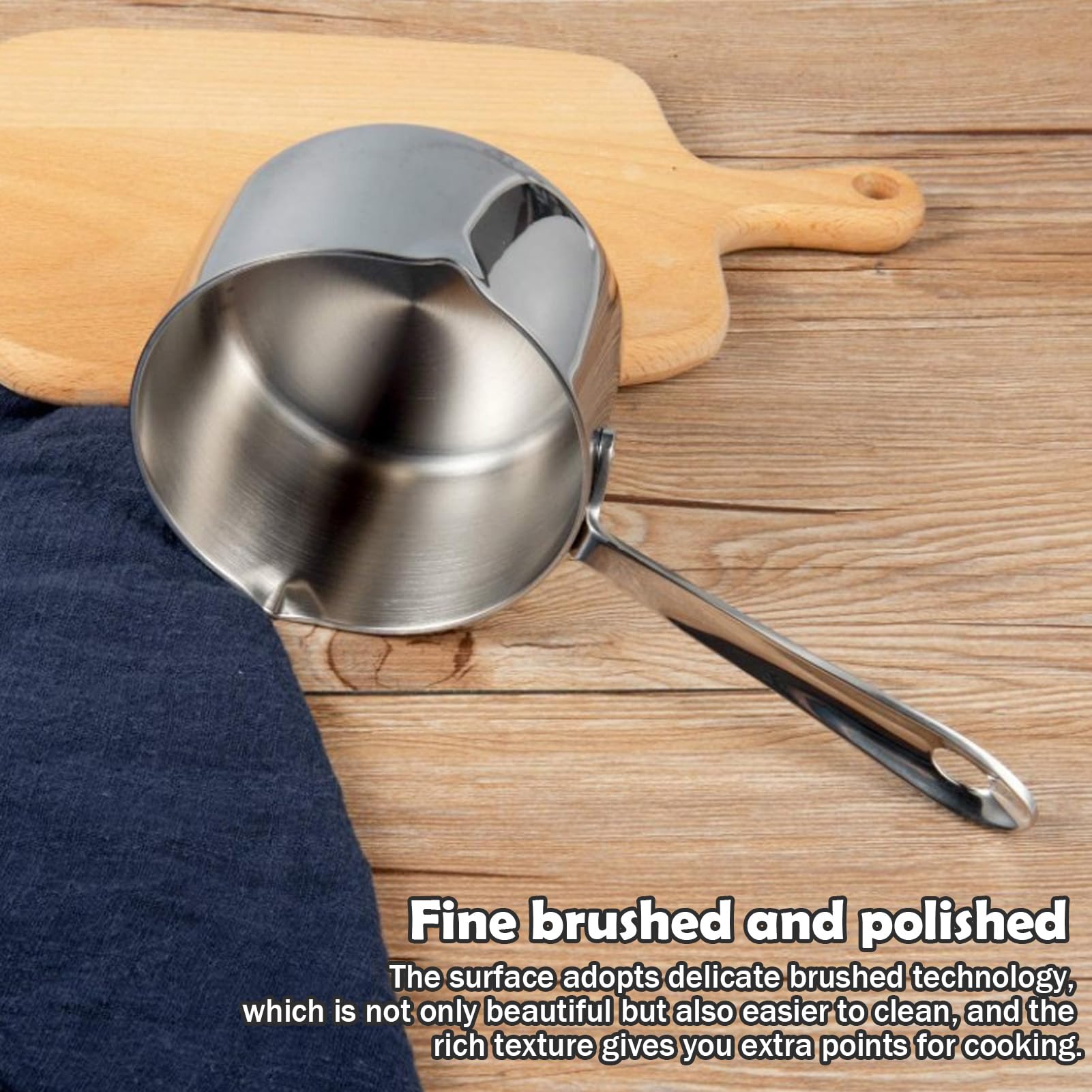 Stainless Steel Mini Butter Melting Pot - Dual Spout Warmer for Coffee, Milk, Chocolate & Cheese - Perfect for Home Barista, Hot Chocolate Making & Candy Crafting