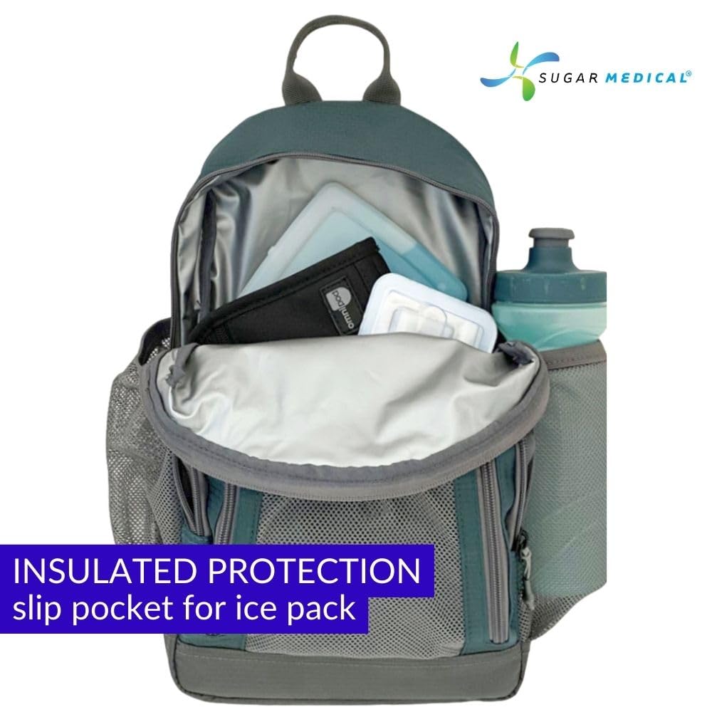 Insulated Diabetes Sling Backpack for Diabetic Supplies | Medical Travel Case with Glucose Meter Storage | Waterproof Diabetic Care Organizer (Storm) - Perfect for Travel, Work & Daily Diabetes Management