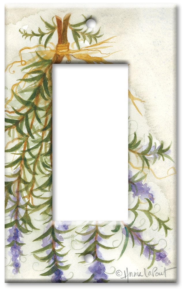 Decorative Art Plates - Rosemary Themed Switch Plate Cover - Single Rocker Light Switch Plate for Home Decor | Perfect for Kitchen, Bedroom & Living Room Wall Decor