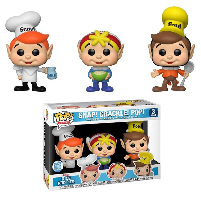 Funko Pop! Vinyl Figures - Snap! Crackle! Pop! Rice Krispies Ad Icons 3-Pack | Collectible Toys for Kellogg's Fans & Pop Culture Enthusiasts | Perfect for Display, Gifts, and Nostalgic Decor