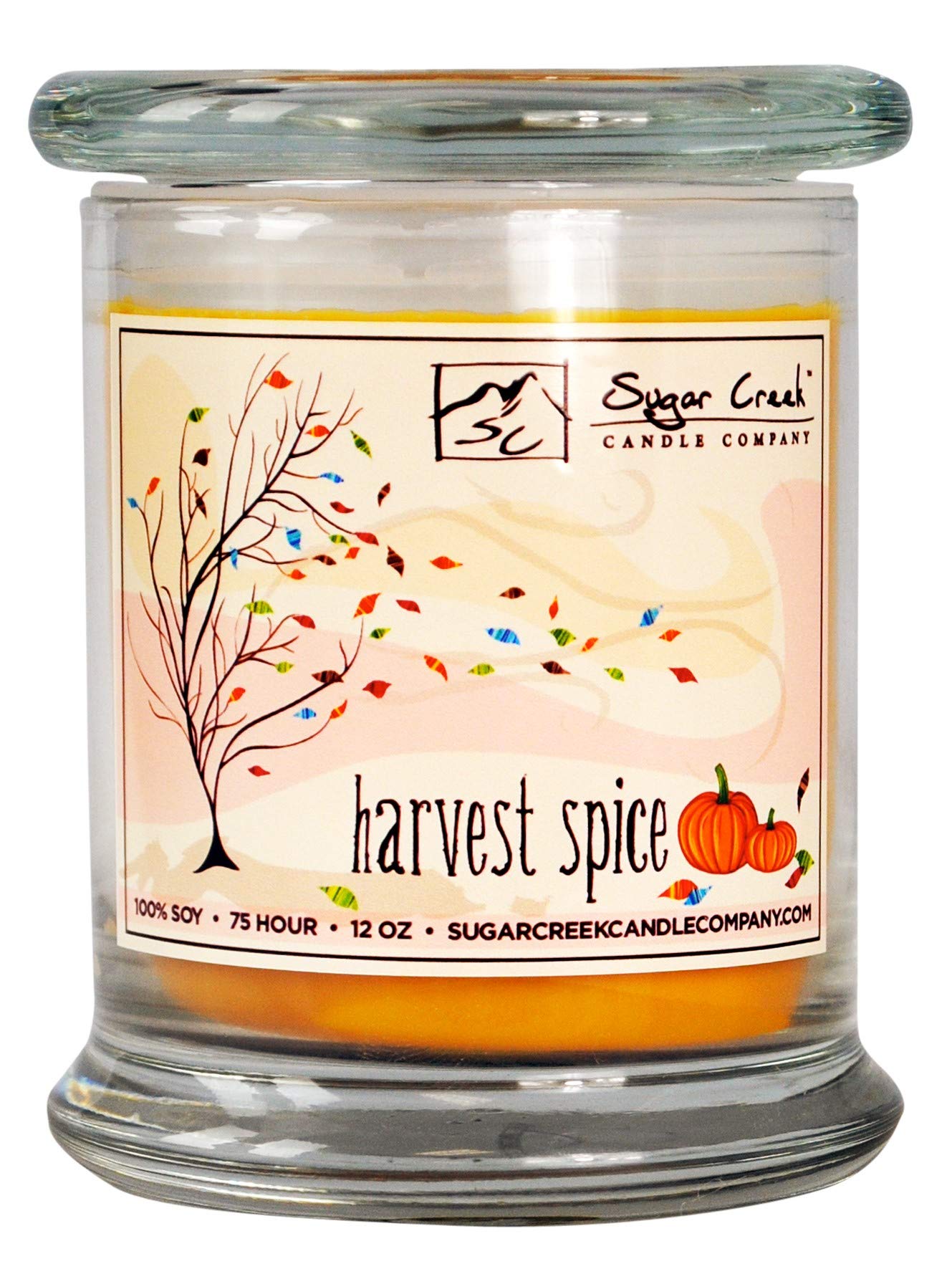 Harvest Spice Soy Candle - 100% Natural Non-Toxic Fall Scented Candle in 12oz Heavy Glass Jar | Sugar Creek Autumn Collection | Perfect for Cozy Home Decor, Thanksgiving Centerpiece & Relaxing Evenings