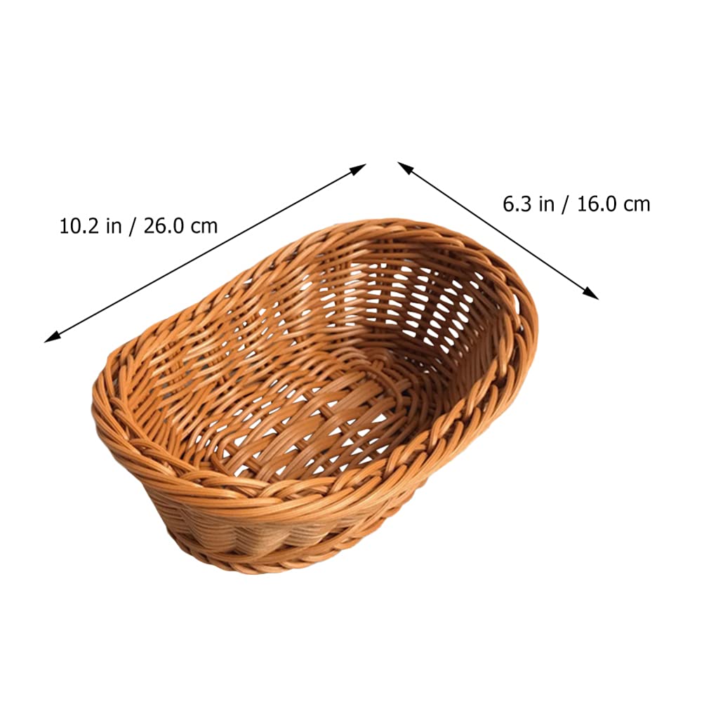 DOITOOL 2-Pack Woven Bread Baskets - Brown Poly Wicker Serving Baskets for Bread, Fruits & Vegetables | Rustic Kitchen & Restaurant Display | Perfect for Home, Dining, Outdoor Picnics & Farmhouse Decor