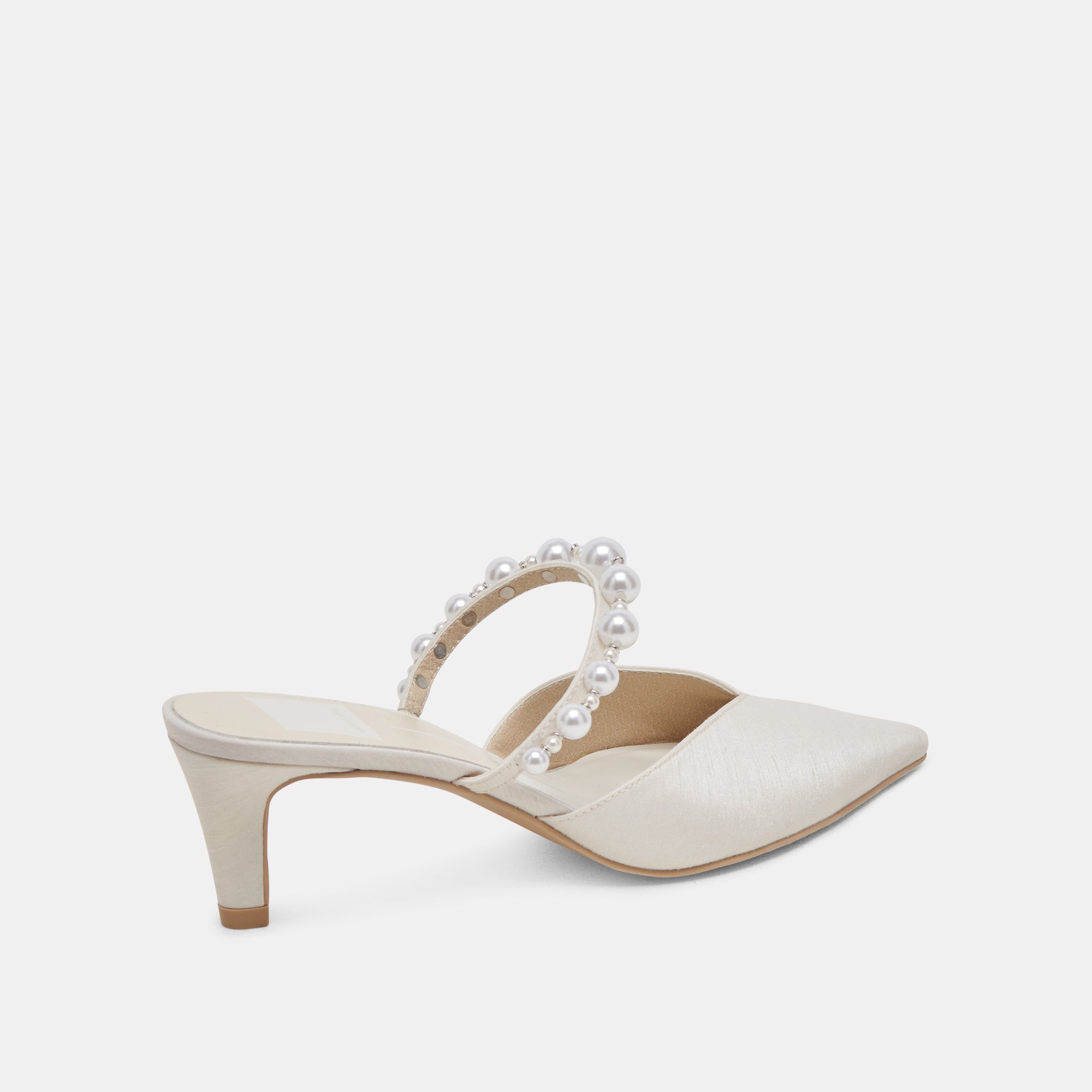 KANIKA Pearl Mid Heels - Women's Vanilla Pearl Embellished Pumps for Weddings, Parties & Formal Events