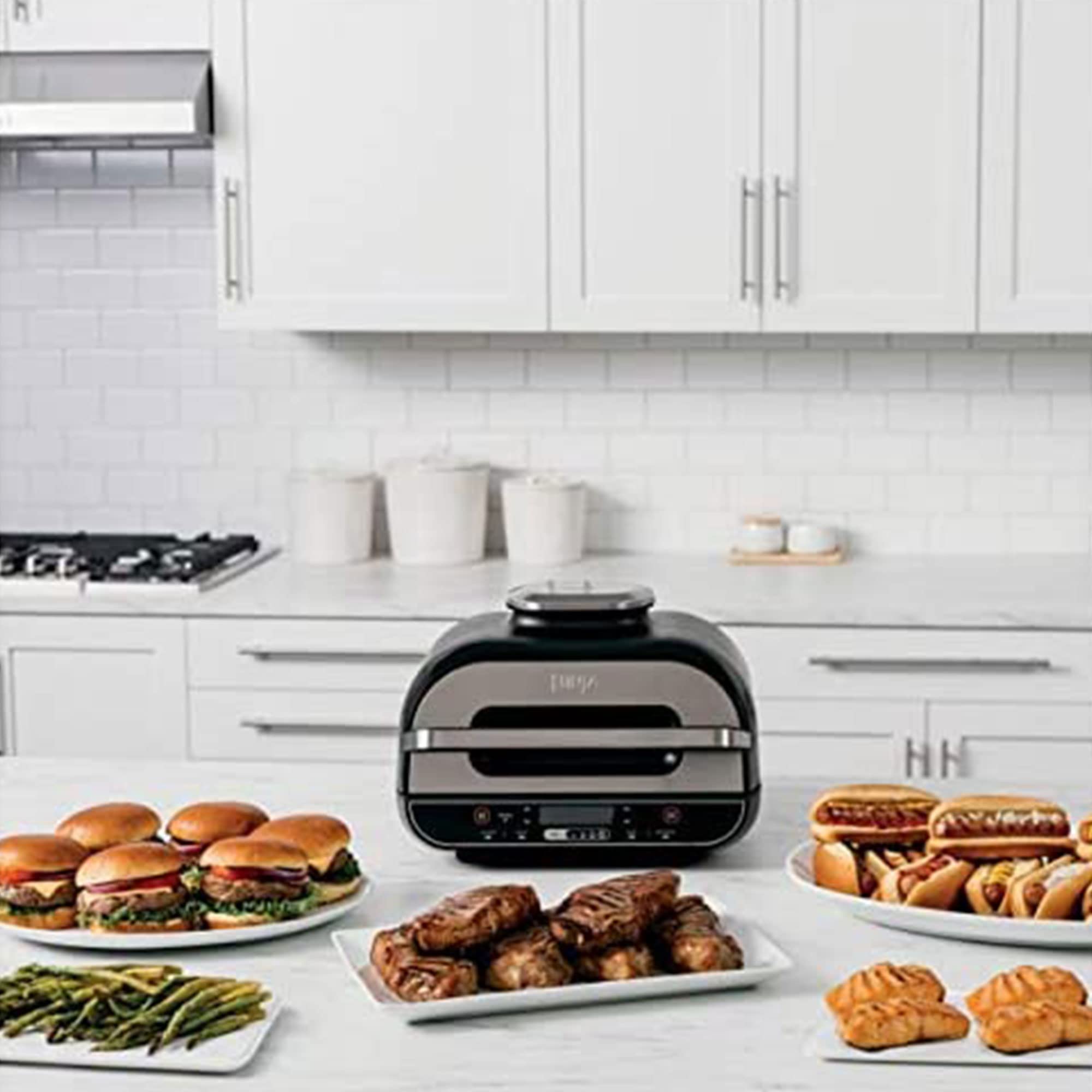 Ninja Foodi 5-in-1 Indoor Grill & Air Fryer with Surround Searing Technology, Removable Grill Plate, Crisper Basket, 4-Quart Cooking Pot & Smoke Control System - Perfect for Grilling, Air Frying, Roasting, Baking & Dehydrating in Small Kitchens & Apartments