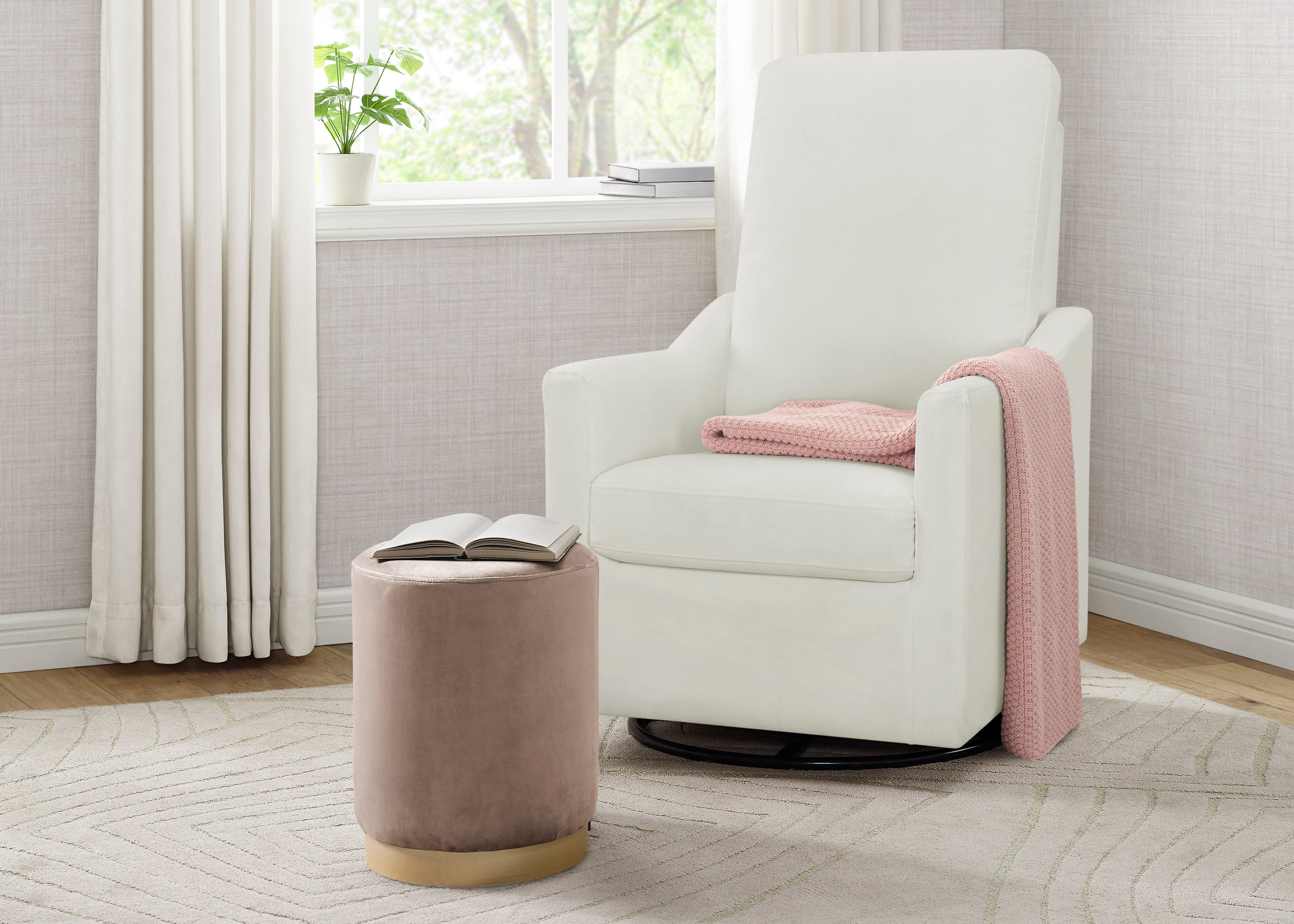 Andie Nursery Glider Swivel Chair - Stain Resistant LiveSmart Fabric - Comfortable Rocking Chair for Breastfeeding & Baby Nursery - Perfect for Nursing, Reading & Relaxing with Your Newborn