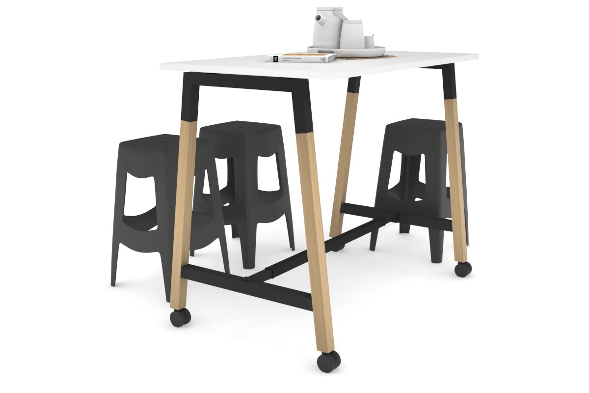 Premium Quadro A Legs Counter Table with Wood Legs & Cross Beam - 925H [1400L x 700W] - Perfect for Restaurant, Bar, and Commercial Kitchen Use