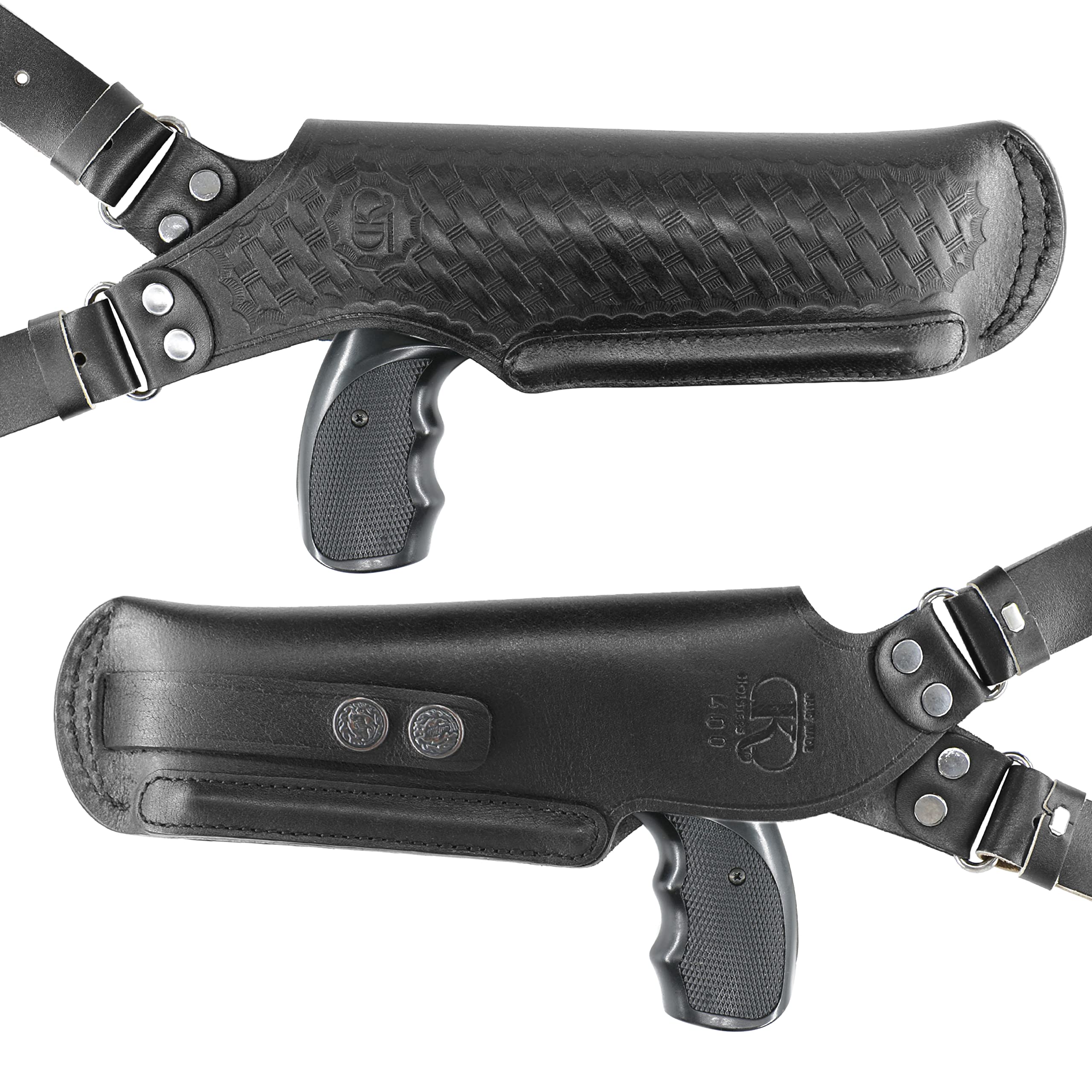 S&W 357 Magnum Shoulder Holster - Genuine Leather 2 Gun Vertical Carry Holster for 4