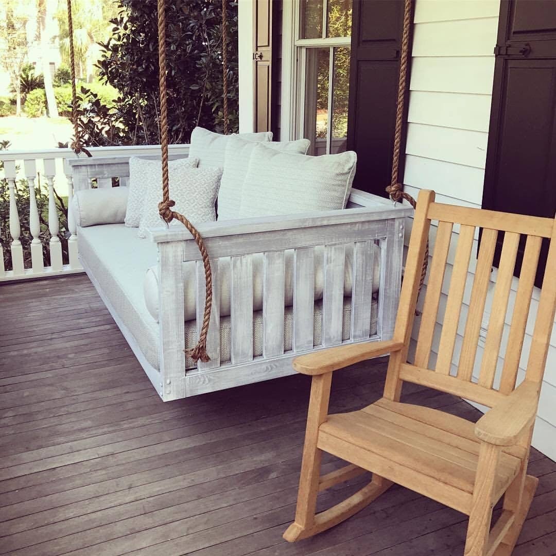 Lowcountry Swing Beds - The Windermere Outdoor Daybed Swing with Canopy for Porch, Patio, and Garden Relaxation