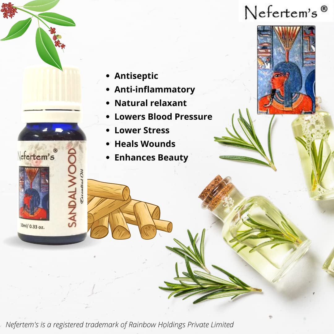 Pure Sandalwood Essential Oil 10ml - 100% Natural & Therapeutic Grade for Aromatherapy, Relaxation & Skin Care - Perfect for Diffusers, Massage & DIY Beauty Products