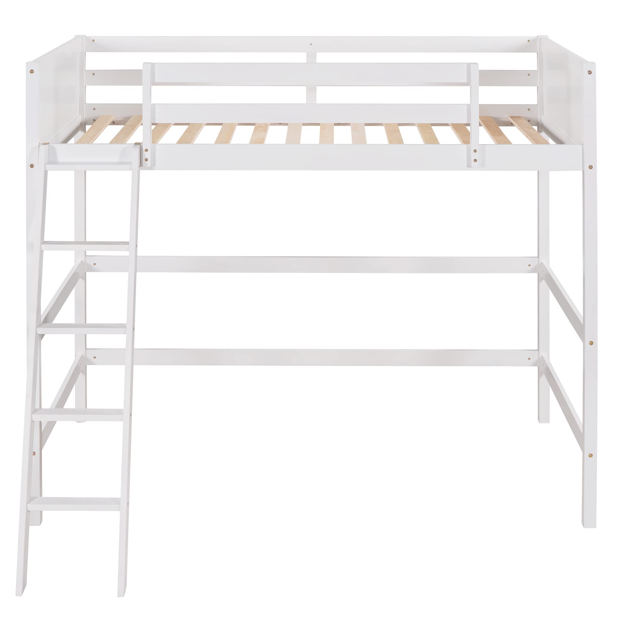 Harper & Bright Designs Twin Wooden Loft Bed with Angled Ladder - Sturdy High Loft Bed Frame for Kids & Teens, No Box Spring Needed, White - Perfect for Small Bedrooms, Dorm Rooms & Space-Saving Kids Rooms