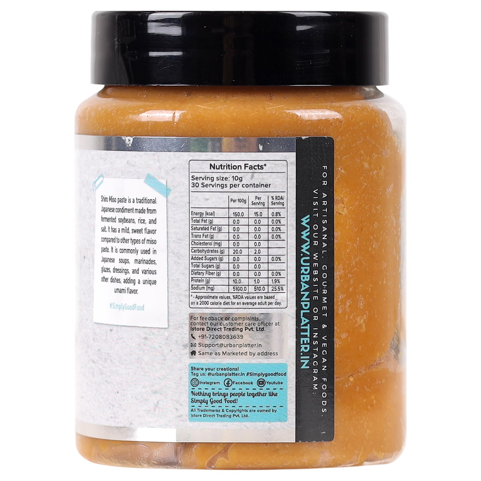 Urban Platter White Miso Paste 300g - Japanese Fermented Food for Soups, Ramen & Marinades