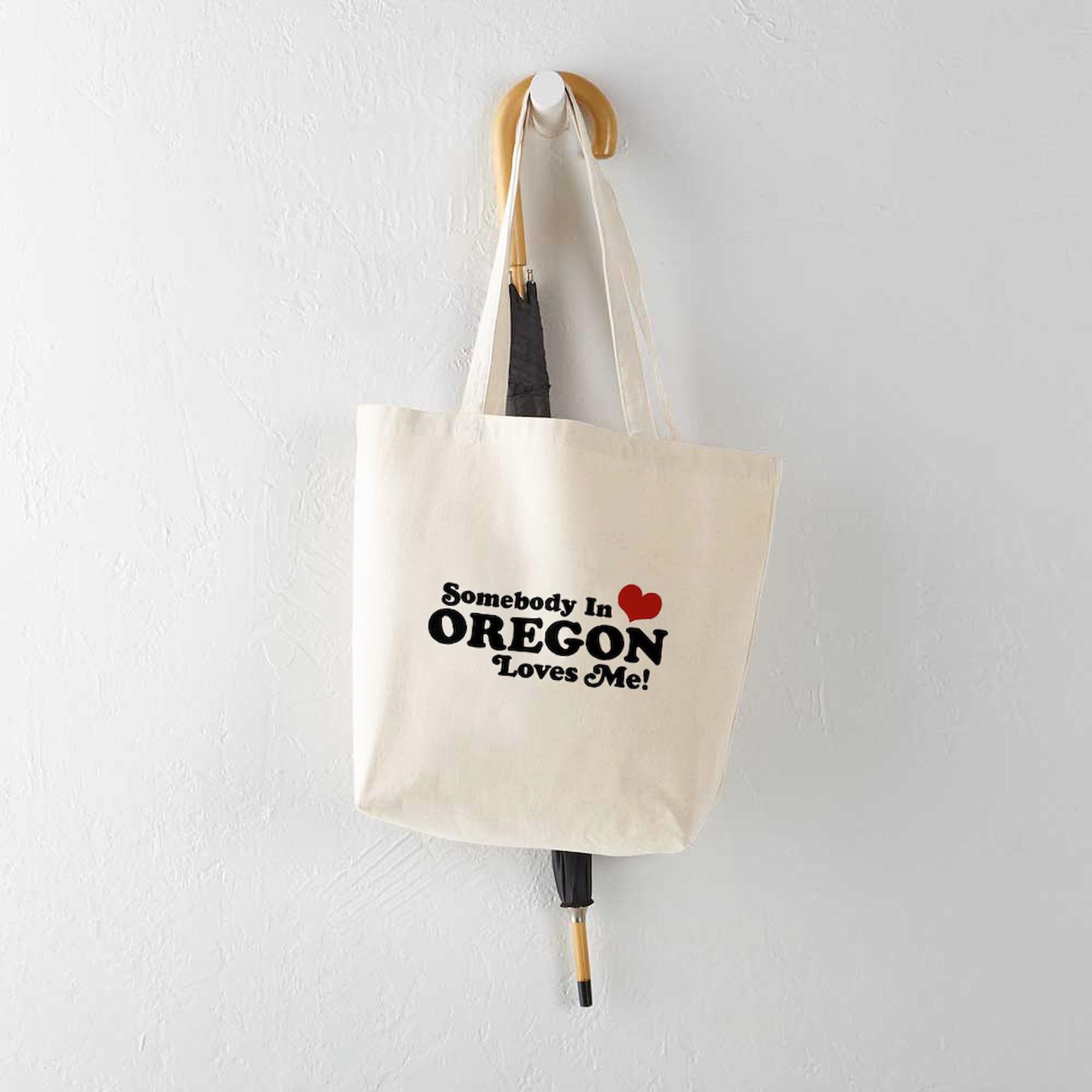Somebody In Oregon Loves Me Natural Canvas Tote Bag - Eco-Friendly Reusable Shopping Bag for Groceries, Beach Trips & Daily Use