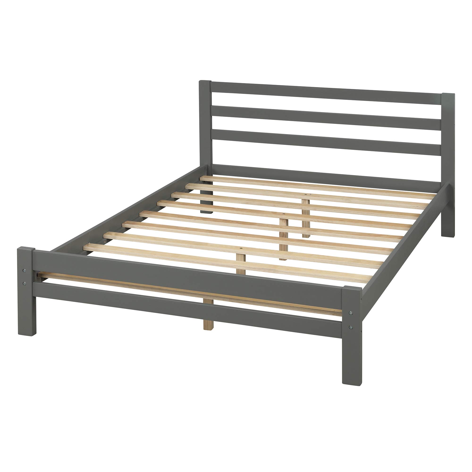 Anwick Full Size Platform Bed Frame with 2 Storage Drawers & Headboard - Sturdy Wood Slat Support (500 lbs Capacity) - No Box Spring Required - Easy Assembly (Gray) - Perfect for Small Bedrooms & Guest Rooms