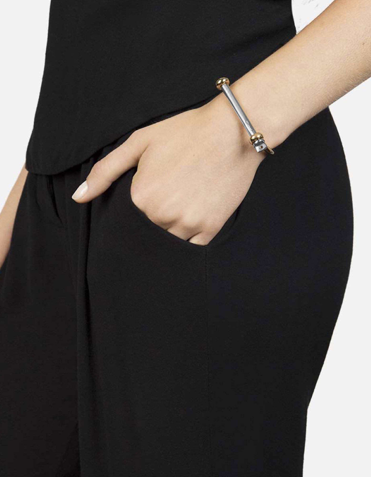 Gold & Silver Bar Screw Cuff Bracelet - Adjustable Bangle for Women & Men - Perfect for Casual Wear, Parties & Gifts