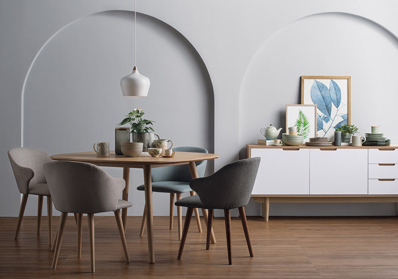 NAKULA 180cm Sideboard Buffet Cabinet with 2 Doors - Natural Wood & White Finish for Dining Room Storage | Modern Console Table for Living Room & Hallway