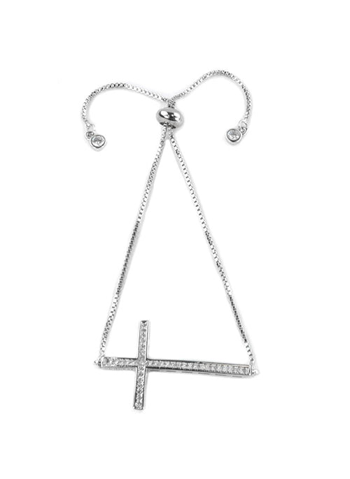 CZ Cross Bolo Bracelet for Women - Elegant Adjustable Beaded Leather Wrap Bracelet with Cubic Zirconia Cross Charm - Perfect for Everyday Wear, Gifts & Boho Fashion