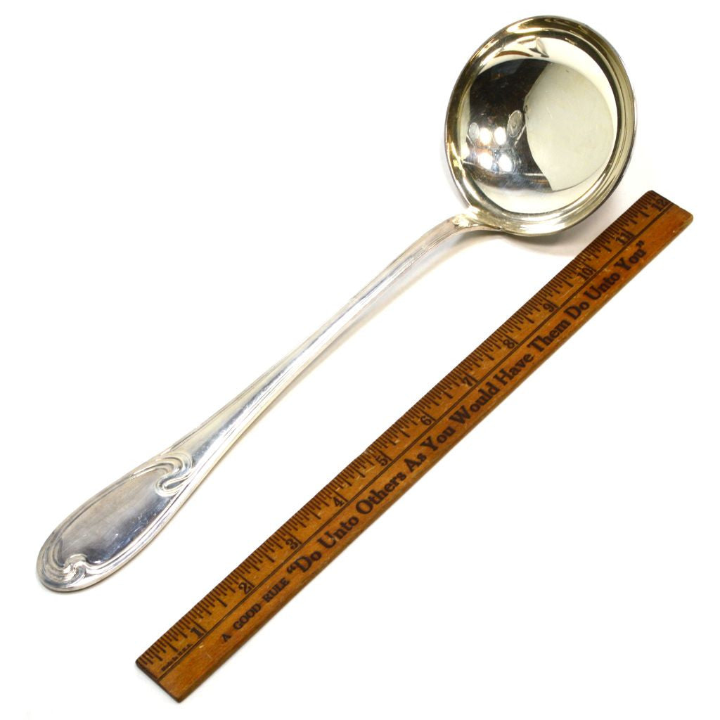 Vintage ERCUIS Silver Plated French Soup Ladle with Wave Pattern - Elegant Serving for Fine Dining & Special Occasions