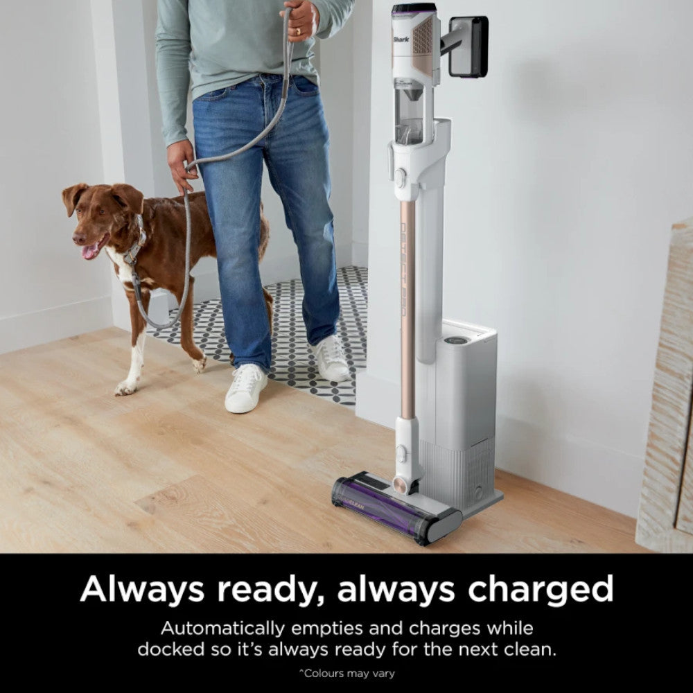 SHARK IW4625CCO Cordless Vacuum Cleaner with Auto Empty System, 1.3L Dustbin & QuadClean™ Multi-Surface Brushroll - Factory Serviced with Home Essentials Warranty - Perfect for Hardwood Floors, Carpets & Pet Hair Cleaning