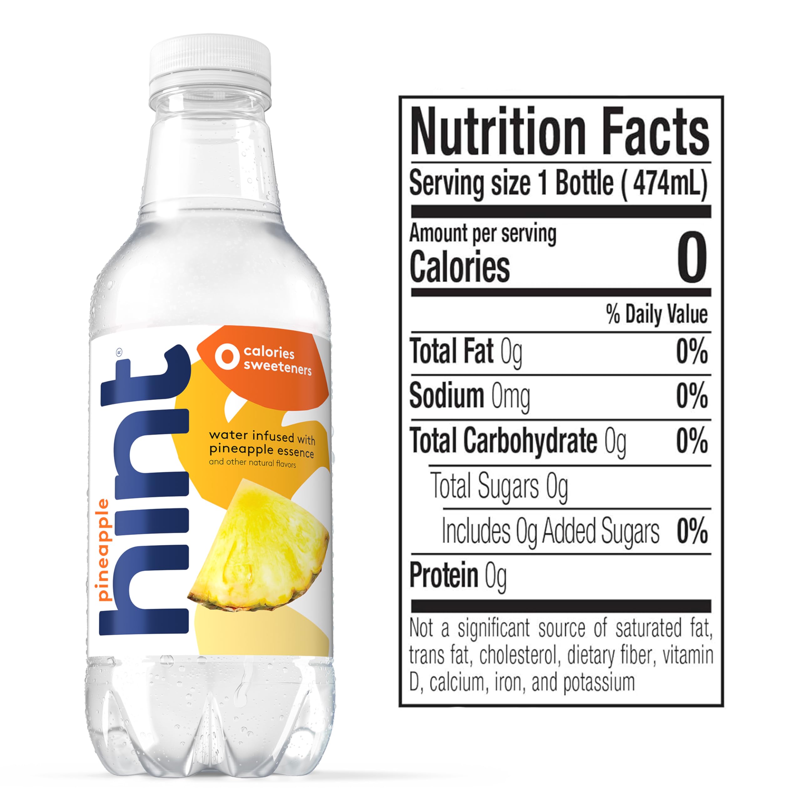 Hint Water Pineapple - 100% Natural Pineapple Infused Water, Zero Sugar, Zero Calories, No Artificial Sweeteners or Preservatives, 16 Fl Oz (Pack of 12) - Perfect for Hydration, Weight Loss & Healthy Lifestyle