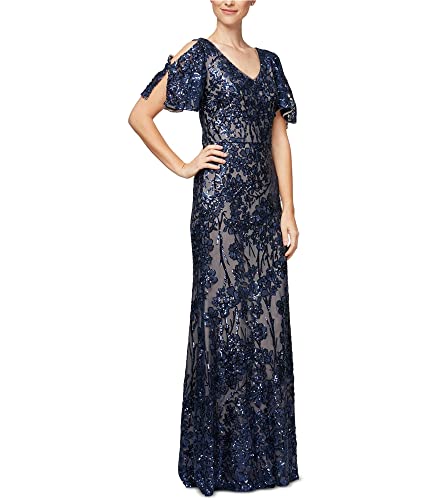 Navy/Nude Flutter Sleeve