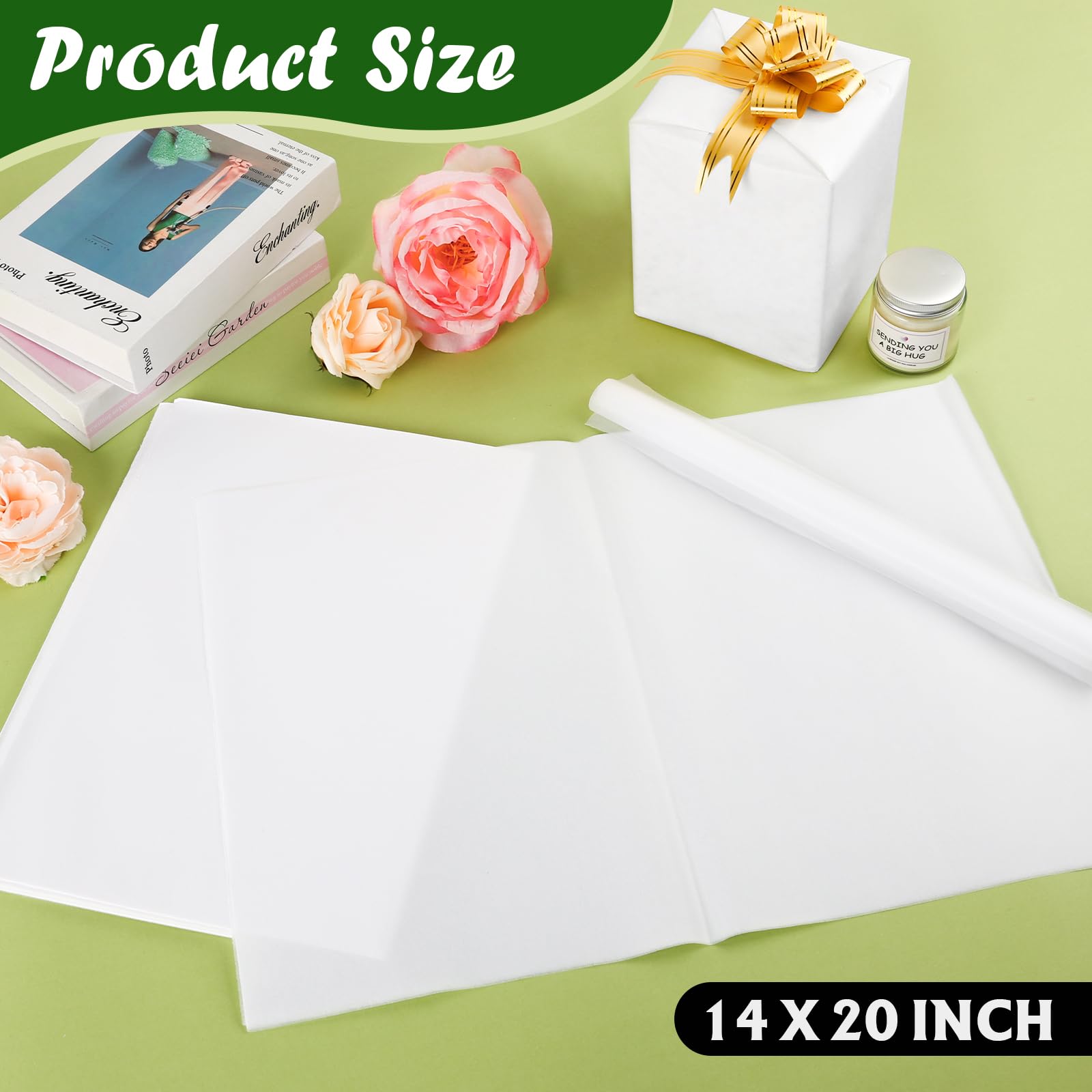 200 Sheets White Tissue Paper Bulk, 14