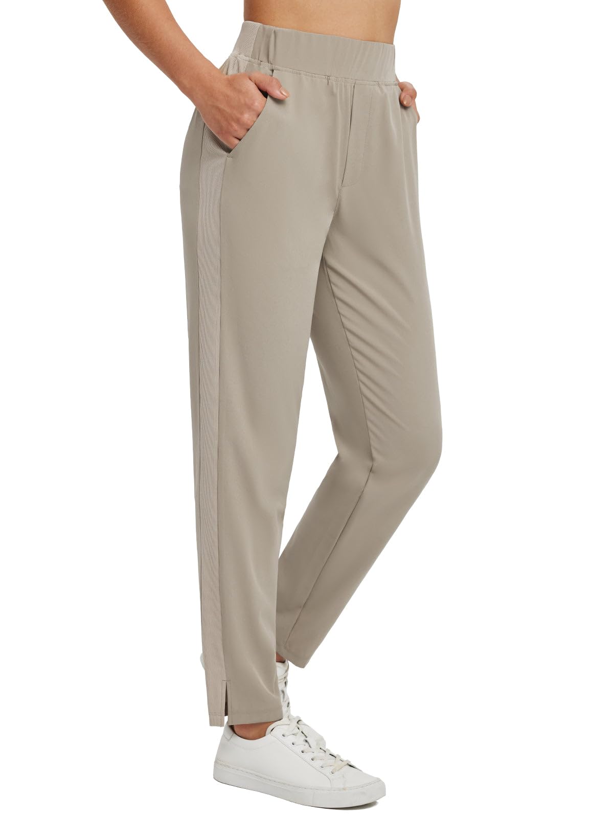 Baleaf Women's High Waist Stretch Golf Pants with Zipper Pockets - UPF50+ Athletic Travel Work Casual Pants for Golf, Running, Yoga & Outdoor Activities