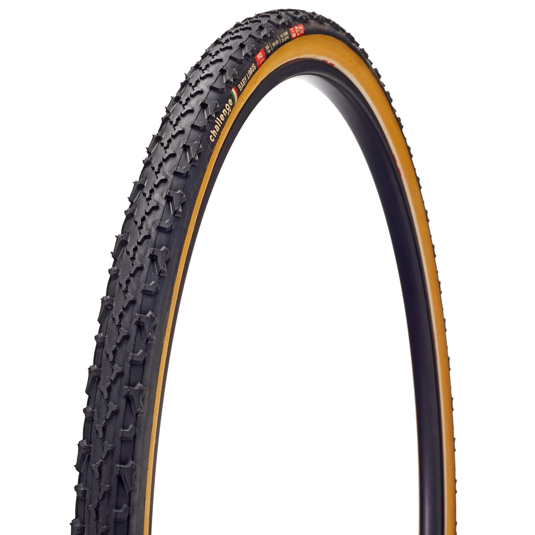 Challenge Baby Limus Pro Black/Tan Bicycle Tires 700x33mm - High-Performance Road & Gravel Bike Tires for All-Terrain Cycling, Commuting, and Adventure Riding
