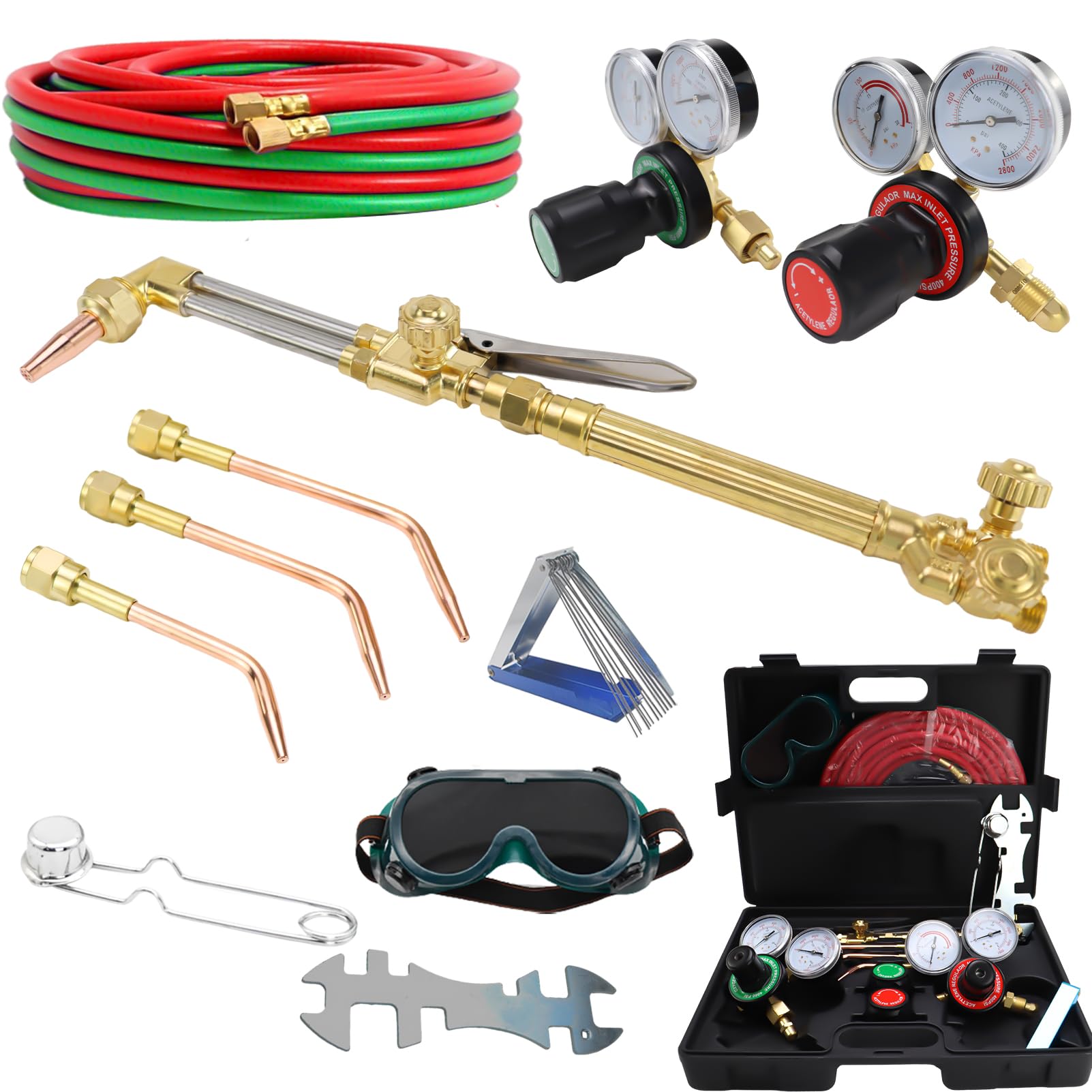 Oxy Acetylene Torch Kit - Medium Duty Gas Cutting & Welding Kit with Nozzle, Regulator & Hose - Perfect for Metal Fabrication, Auto Repair & DIY Projects