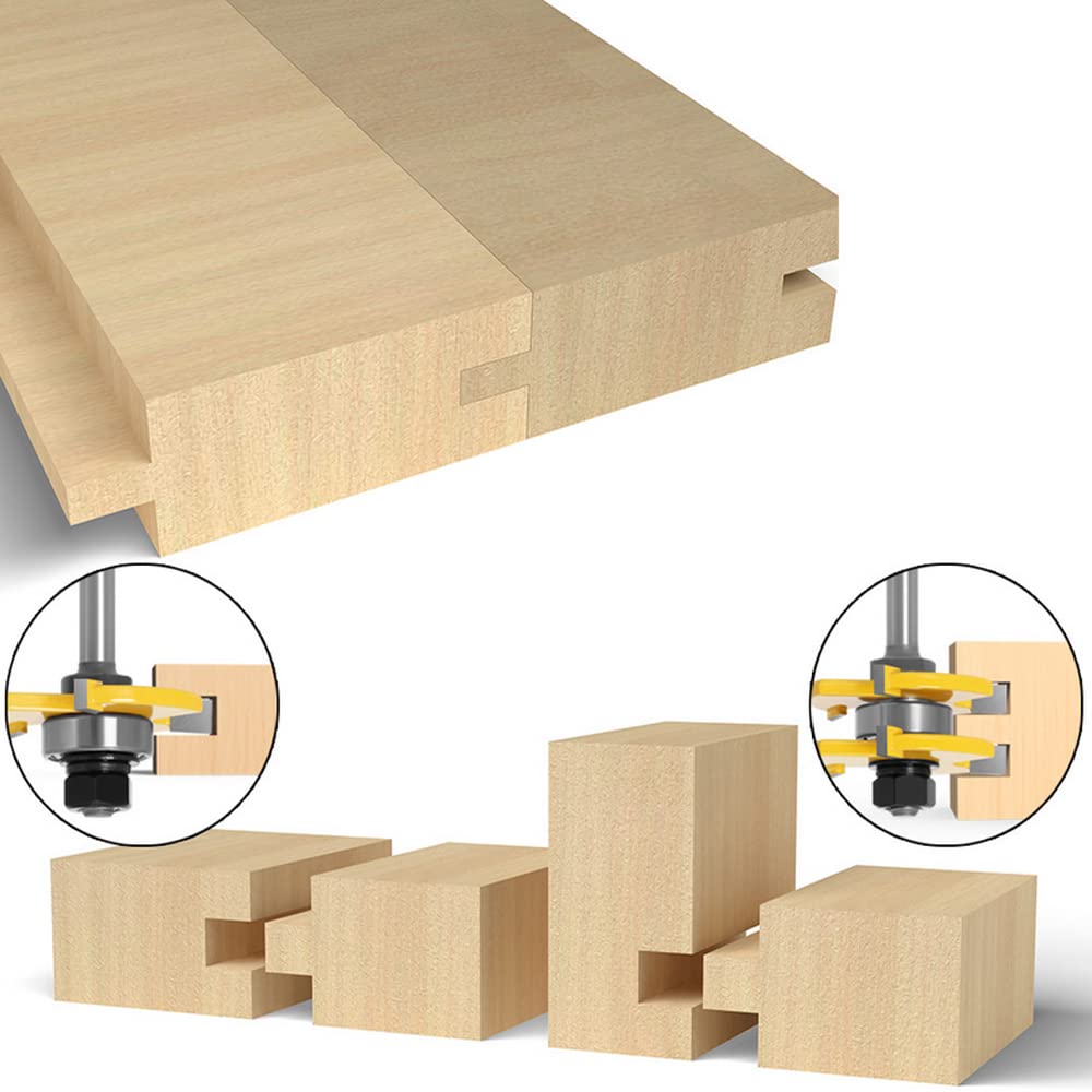 Bestgle 8mm Tongue and Groove Router Bits, 2-Piece Wood Milling Cutting Tool for Engraving Machine – Perfect for Cabinet Making, Woodworking, and DIY Projects