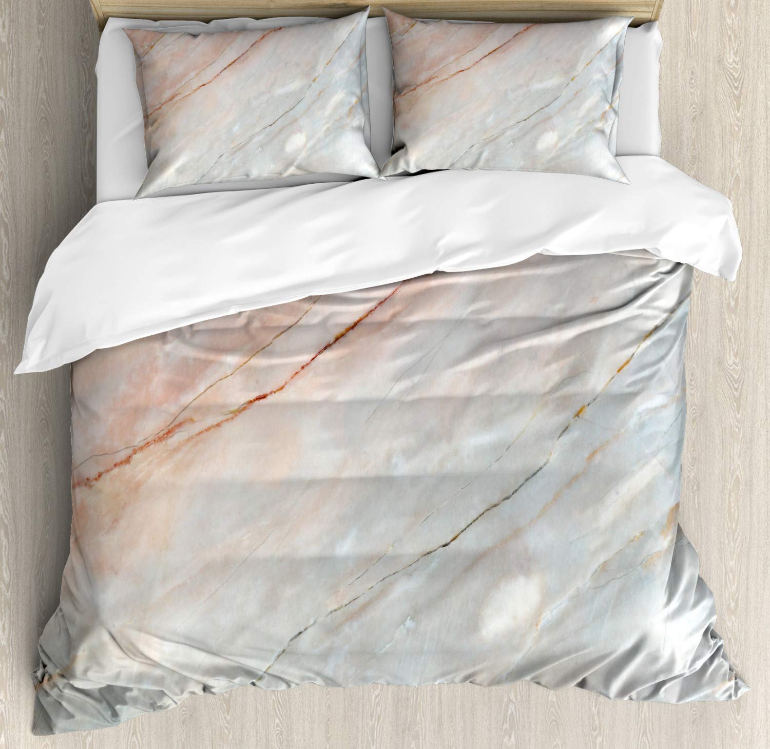 3 Piece King Size Bedding Set - Marble & Onyx Stone Textured Duvet Cover with 2 Pillow Shams | Natural Look with Artistic Scratches | Luxury Bedroom Decor for Modern Homes