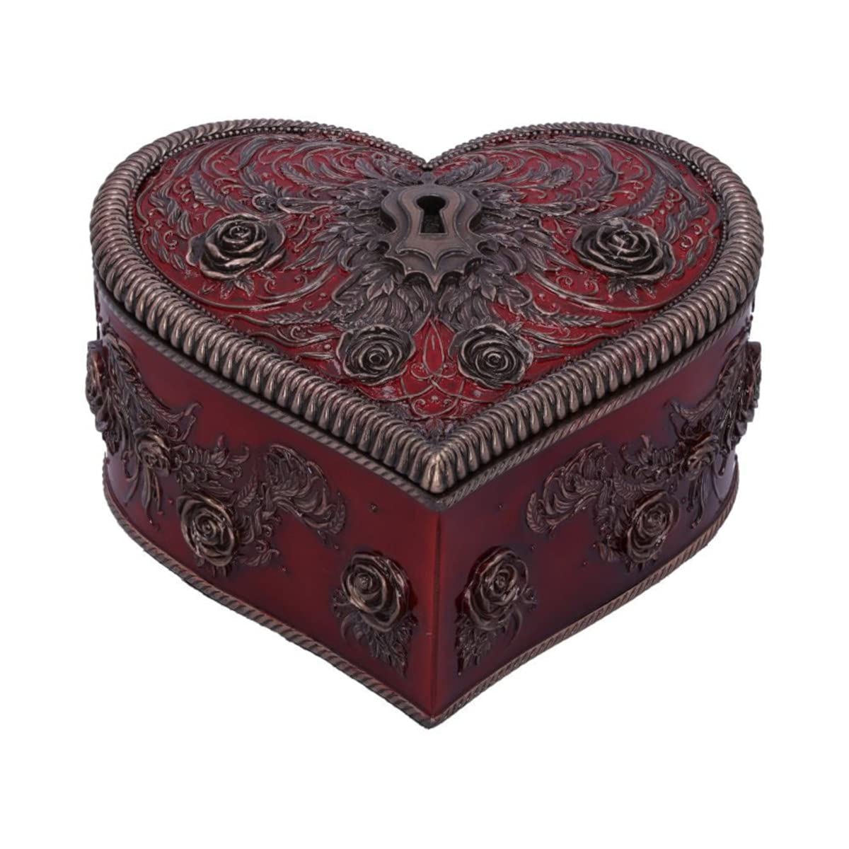 Nemesis Now Heart and Key Baroque Gothic Romance Box by Vincent HIE - Elegant Jewelry Storage for Gothic Lovers, Perfect for Home Decor and Gift Giving