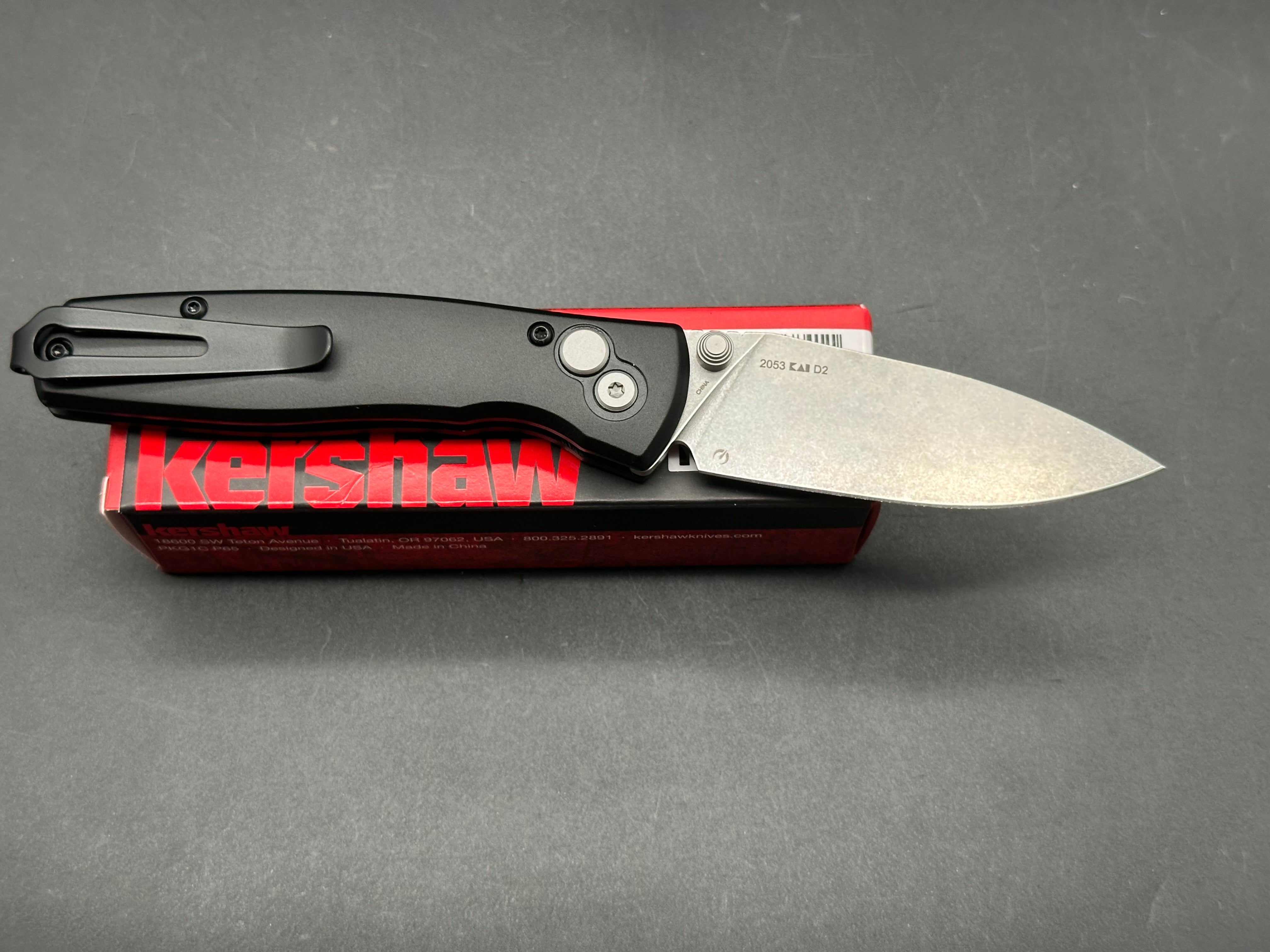 Kershaw Kindred Black Aluminum Handle D2 Spear Point Plain Edge Knife - Outdoor Camping, Hunting, Survival & EDC Tactical Folding Knife