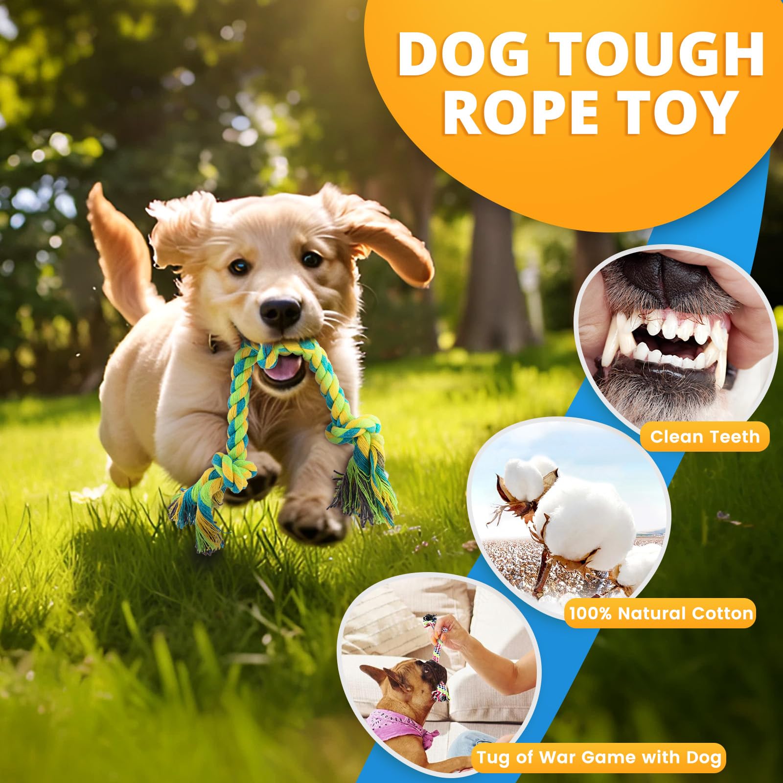 Luxury Puppy Chew Toys 8-Pack - Squeaky Plush, Rope & Ball for Teething Small Dogs (Blue) - Perfect for Christmas Gifts & Training