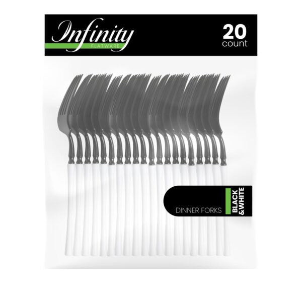 Premium Infinity Collection Black & White Flatware Set - 20-Piece Stainless Steel Cutlery for Dining, Parties & Gifts | Elegant Tableware for Home, Restaurant & Special Occasions