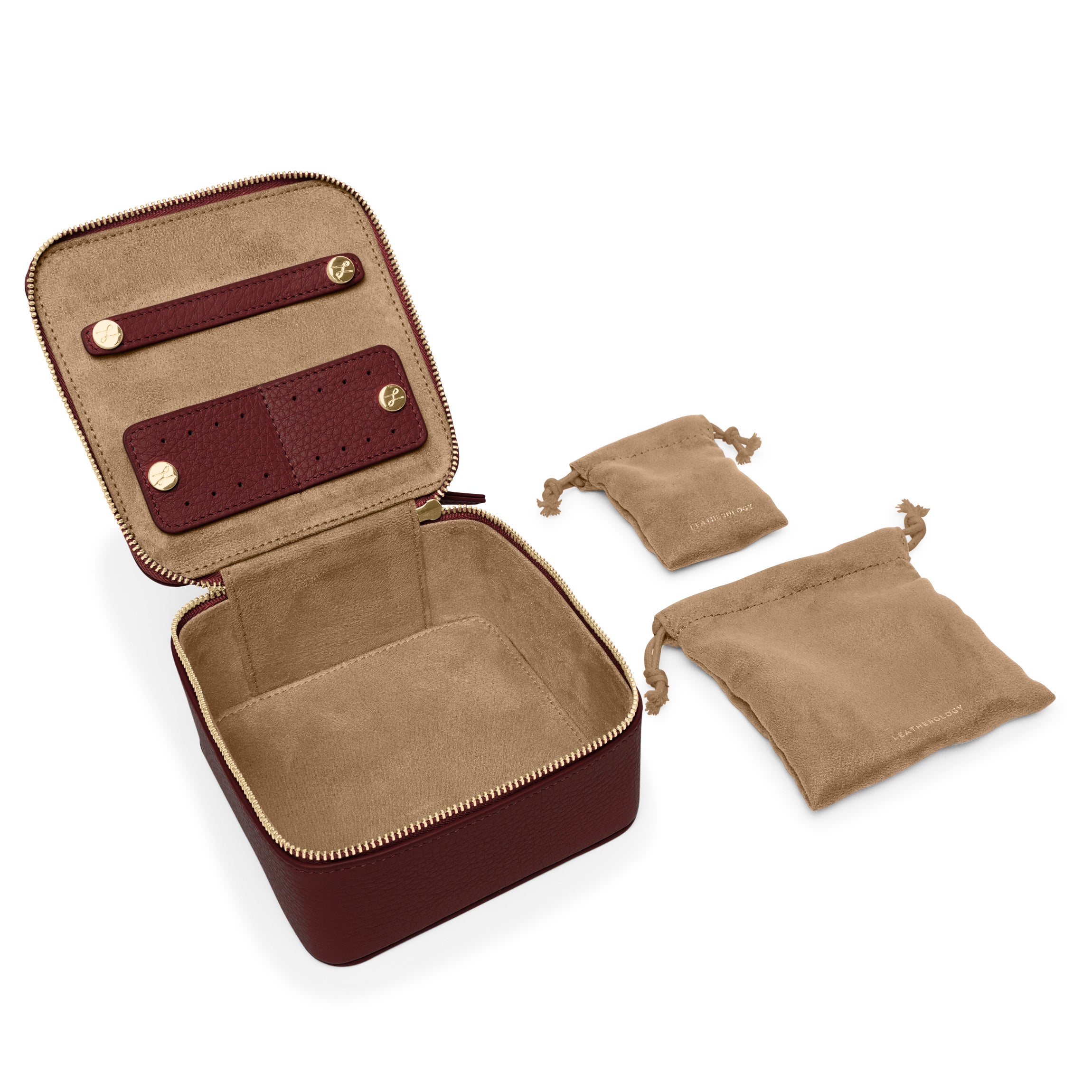 Medium Jewelry Organizer Box - Bordeaux Red Velvet Jewelry Storage Case with 6 Compartments for Earrings, Rings & Necklaces | Perfect for Travel, Home & Gift Giving