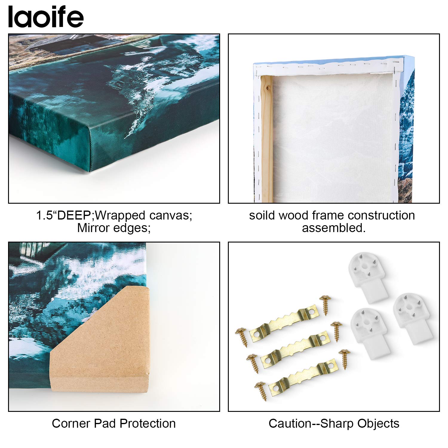 Laoife 3-Piece Canvas Wall Art Set - 30x40 Inch Blue & Gold Leaf Abstract Giclee Prints - Modern Home Decor for Living Room, Bedroom & Office