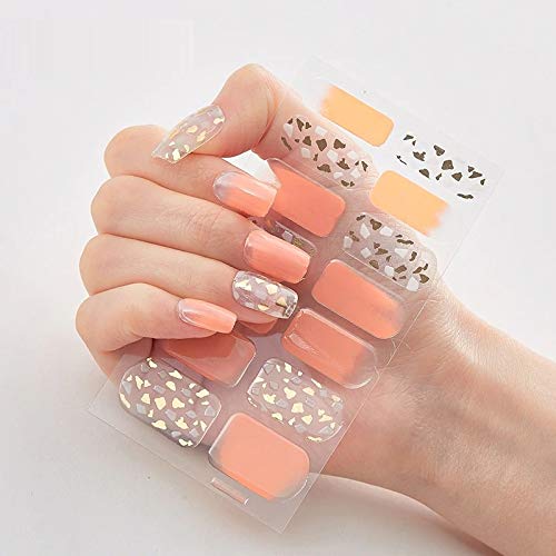 14-Piece Glitter Gradient Color Nail Stickers - Full Cover Self-Adhesive Nail Wraps for DIY Nail Art - Perfect for Parties, Weddings & Salon Use (DQ3-006)