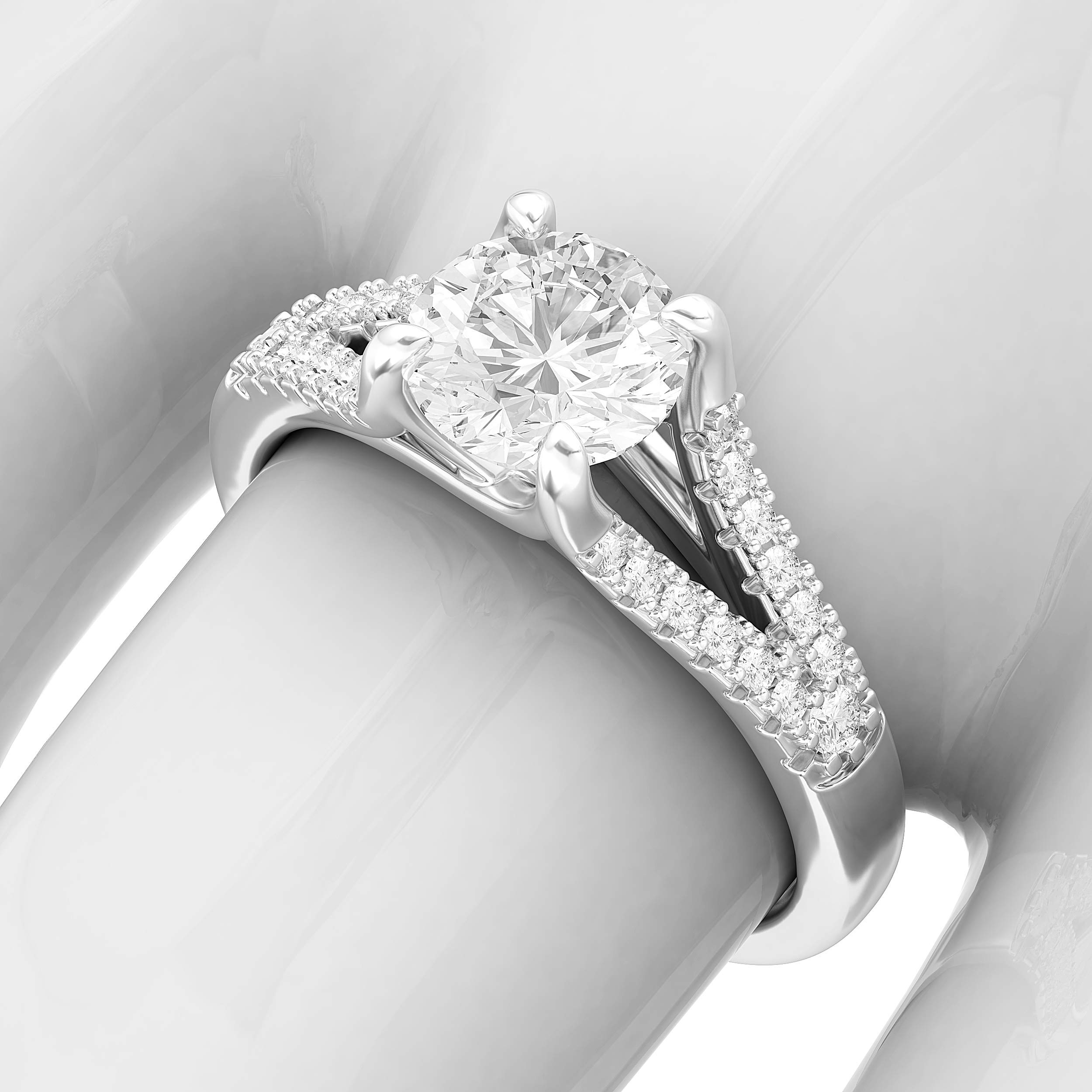 Sterling Silver Split Shank Trellis 1.0 CT Simulated Diamond or Genuine Moissanite Engagement Ring for Women - Perfect for Bridal, Promise, Wedding & Anniversary Gifts