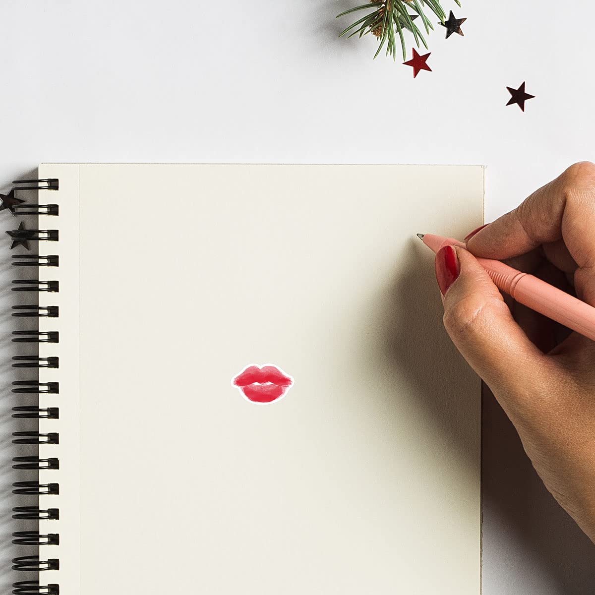 Red Lips Planner Stickers - 208-Pack of 0.5 Inch Kiss Stickers for Scrapbooking, Calendar Decoration & Crafting | Perfect for Bullet Journals, DIY Cards & Gift Wrapping