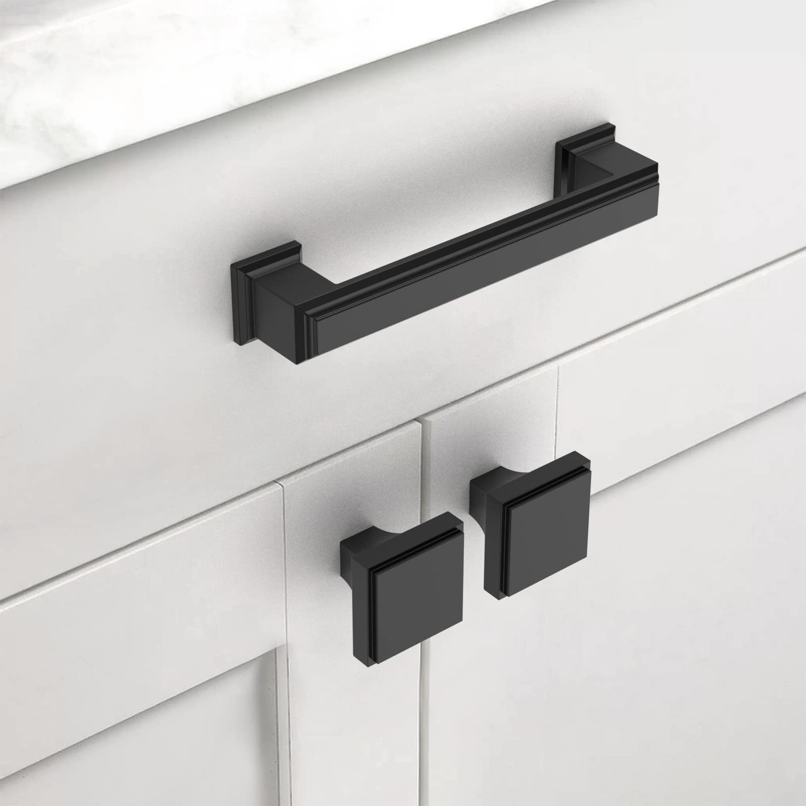 Asidrama 5 Pack 3.75 Inch (96mm) Matte Black Kitchen Cabinet Handles - Modern Drawer Pulls for Cabinets, Cupboards & Furniture - Perfect for Kitchen Renovation, Bathroom Upgrade & DIY Home Improvement Projects