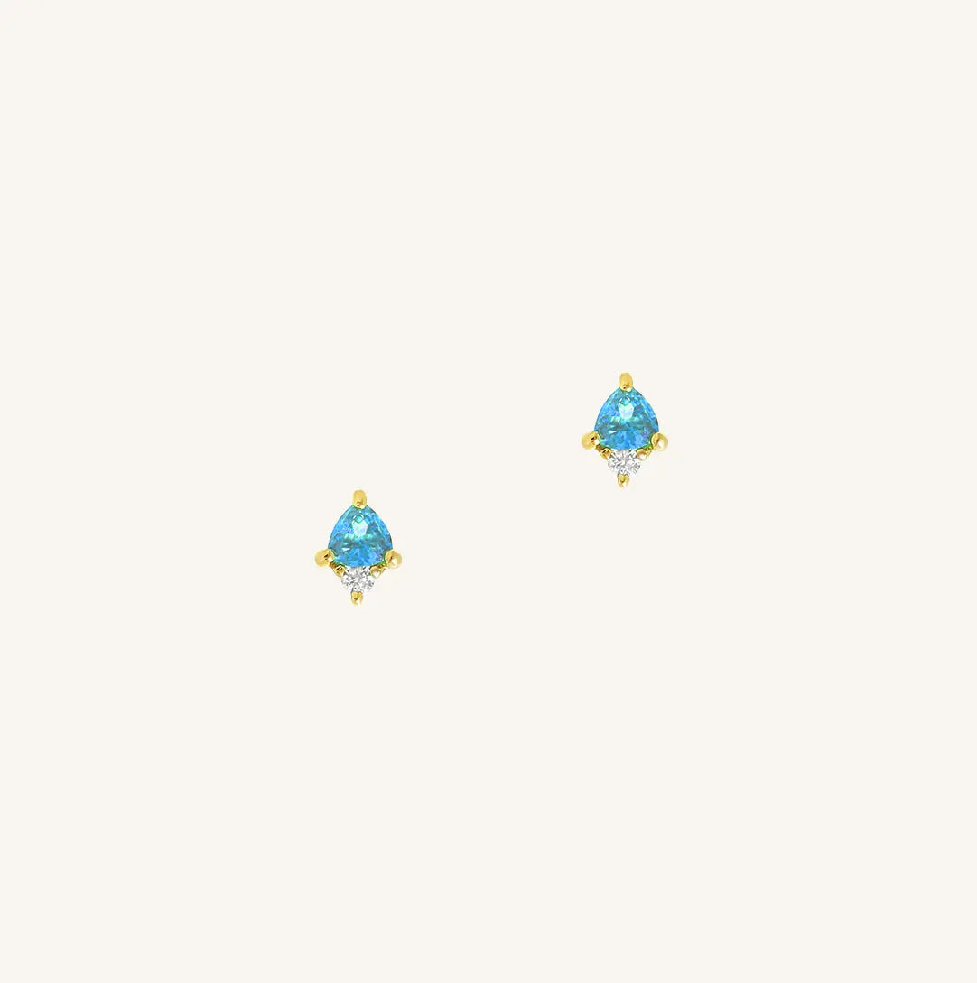 December Birthstone Stud Earrings - Genuine Blue Topaz or Tanzanite Jewelry for Women - Perfect Holiday Gift & Birthday Present for Her