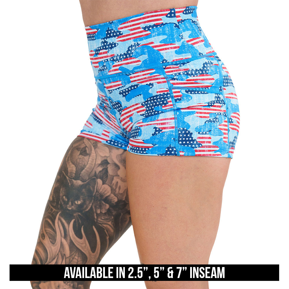 Camo Flag Print Shorts for Men - Comfortable & Stylish Outdoor Activewear | Perfect for Hiking, Gym, and Casual Wear