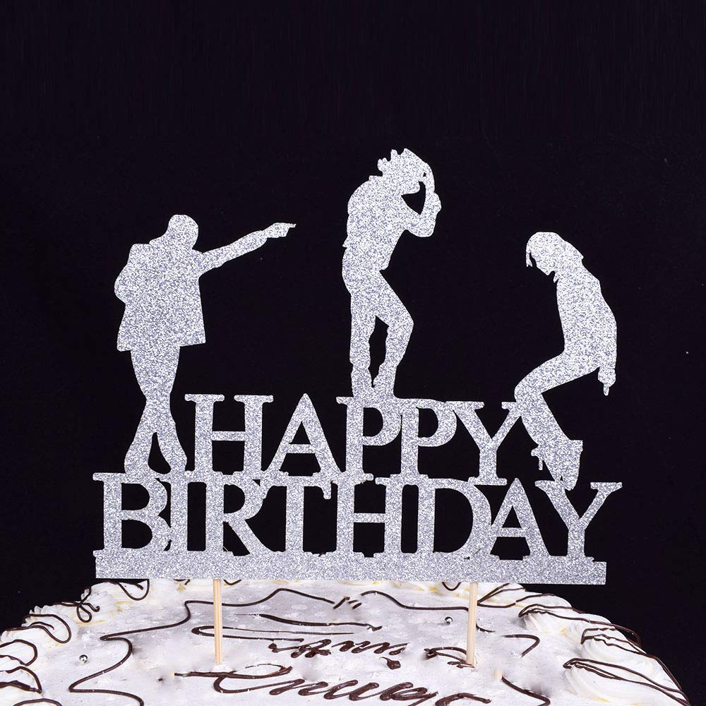 Glitter Happy Birthday Cake Topper - Silver Cake Bunting & Party Decoration Supplies for Birthday Celebrations | Perfect for Wedding, Baby Shower & Anniversary Parties