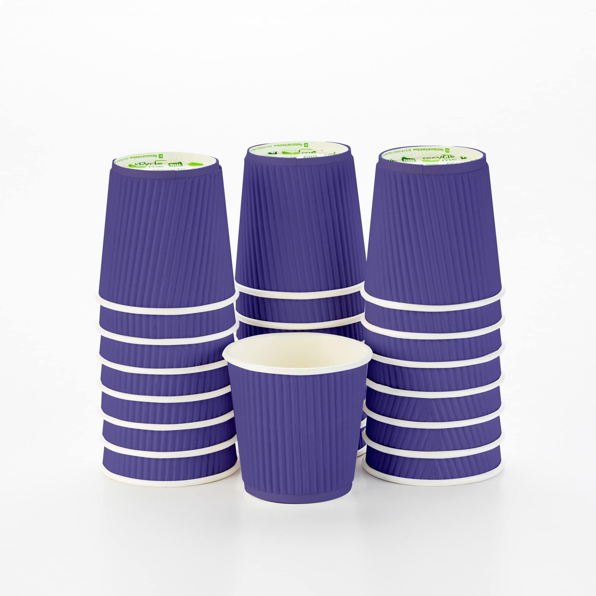 4 Ounce Disposable Paper Coffee Cups - 25 Pack Leakproof Ripple Wall Hot Cups, Royal Purple, Insulated & Recyclable (Lids Sold Separately) - Perfect for Coffee Shops, Offices, and Home Use