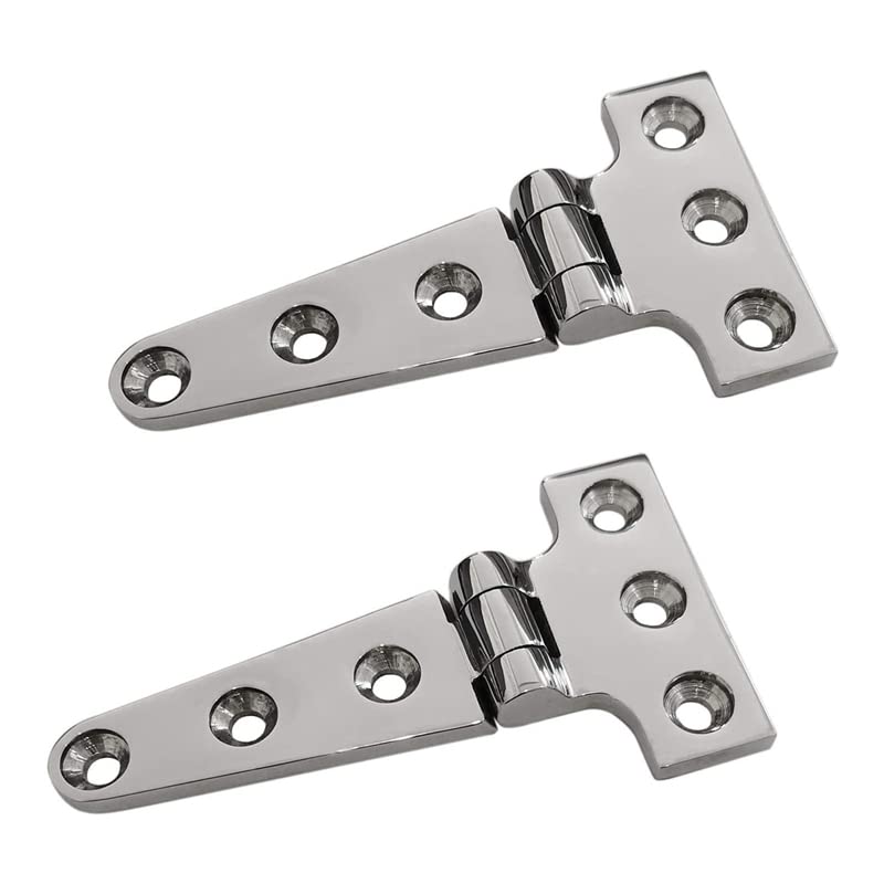 316 Stainless Steel Heavy Duty T-Hinge - Marine Grade Hinges for Boat, Caravan, Cabinet, Shed, Garden Gate & Wooden Door Hardware | Corrosion Resistant Outdoor Use