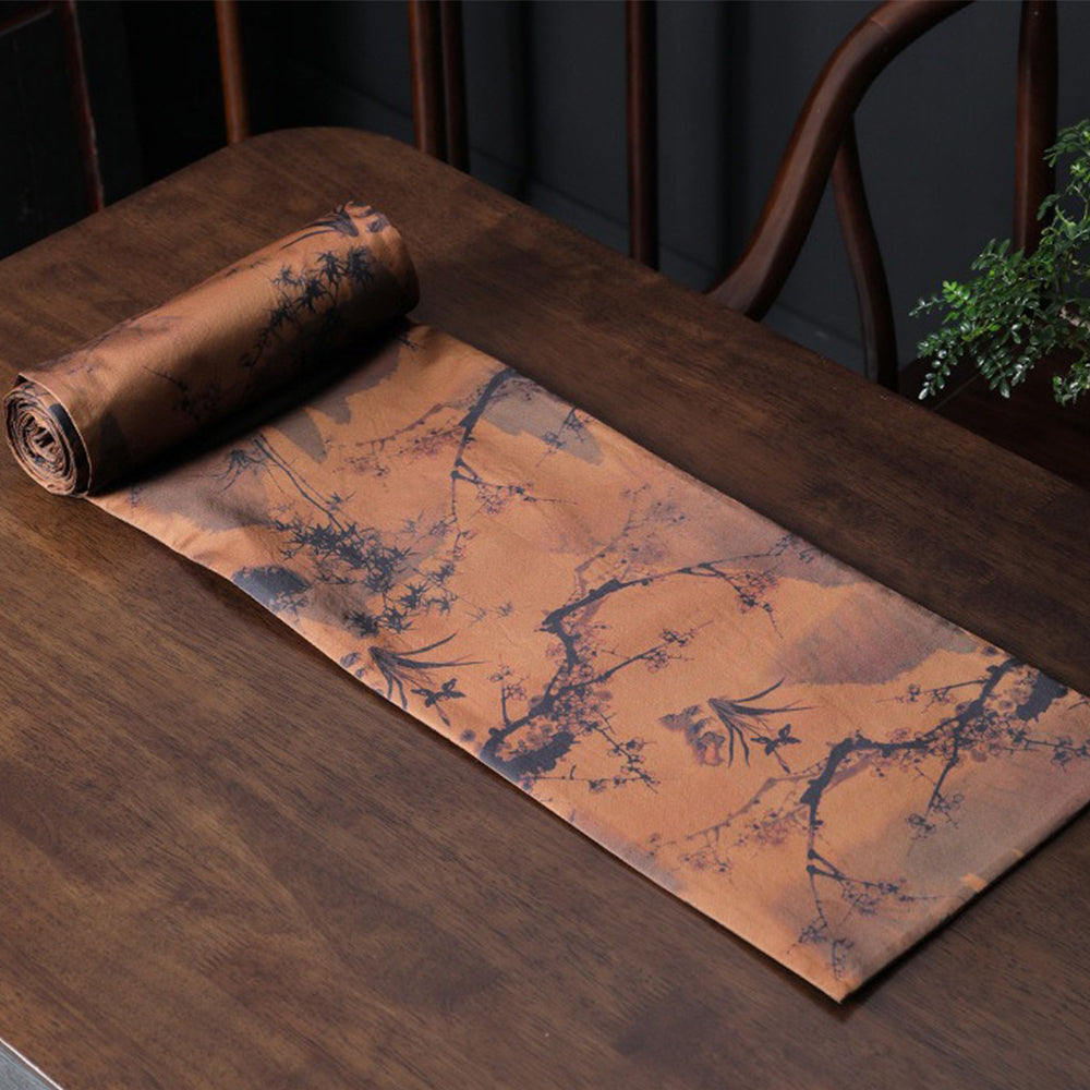 Xiangyunsha Orchid and Bamboo Tea Table Mat - Elegant Non-Slip Placemat for Tea Ceremony, Dining, and Home Decor