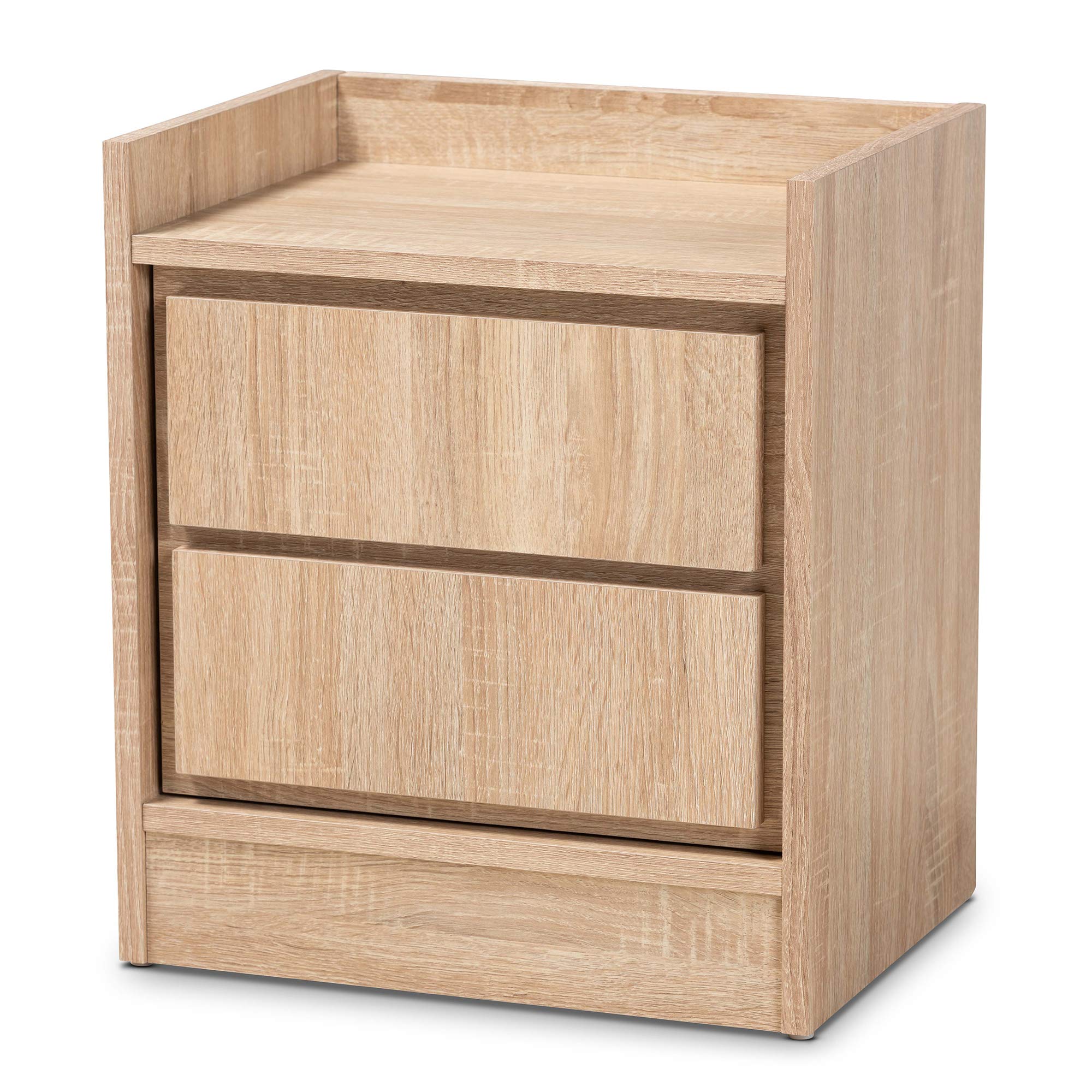 Baxton Studio Hale Nightstands - Solid Oak Brown Wood Bedside Tables for Bedroom, Living Room & Guest Room - Modern Night Stand with Drawer & Shelf Storage