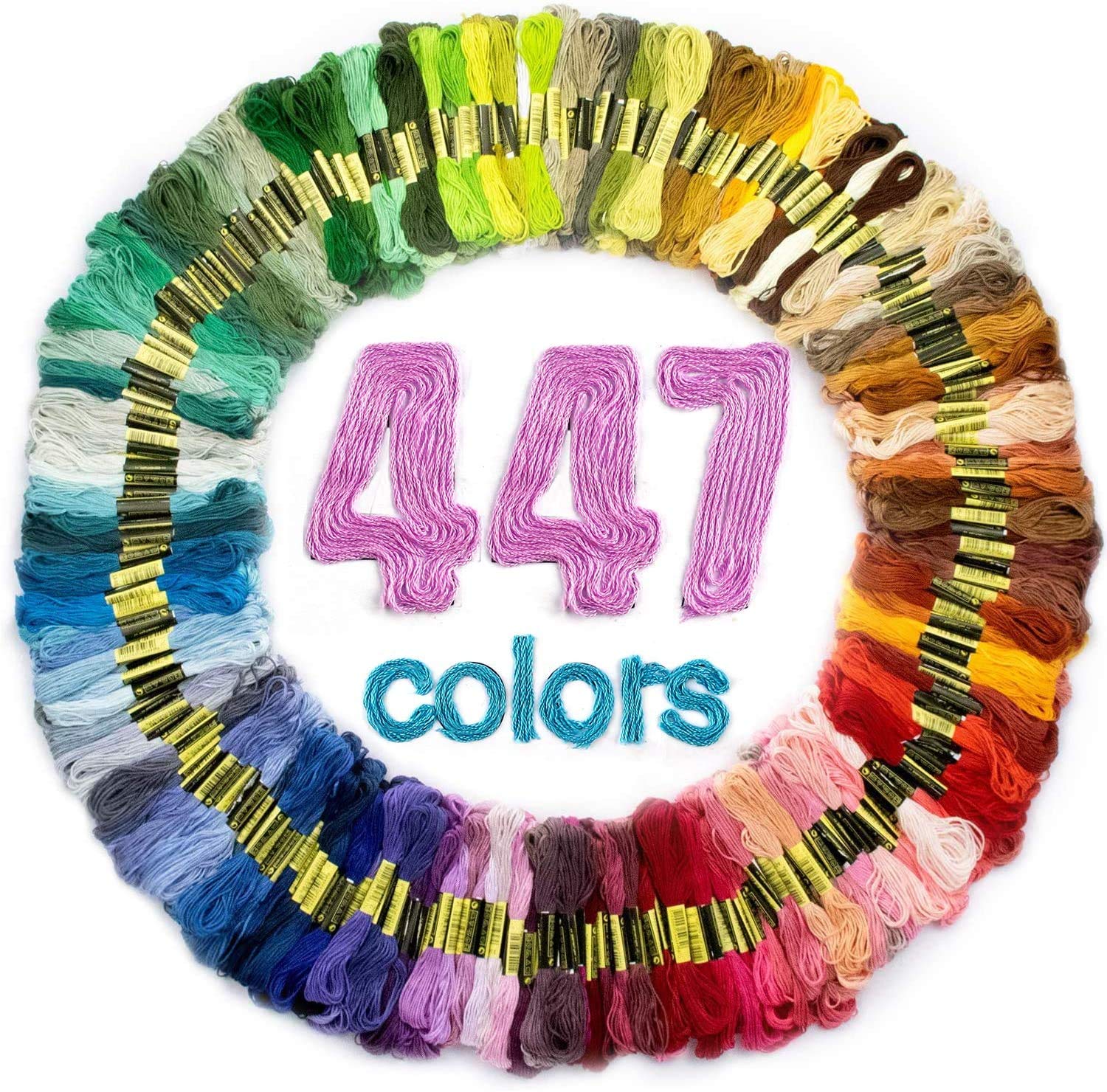 LOVIMAG Premium Rainbow Color Embroidery Floss - 100% Cotton Cross Stitch Threads for DIY Bracelets, Handmade Crafts, Sewing Projects - Perfect for Scrapbooking, Needlework & Gift Making
